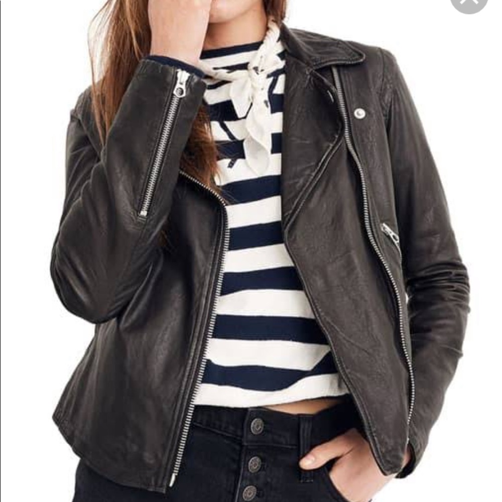 Madewell Black Washed Leather Moto Jacket